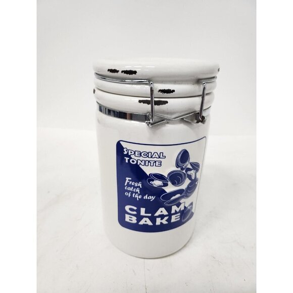Vtg Home Studio Coastal Collection Ceramic Clam Seafood Theme Canister Container - Picture 6 of 15